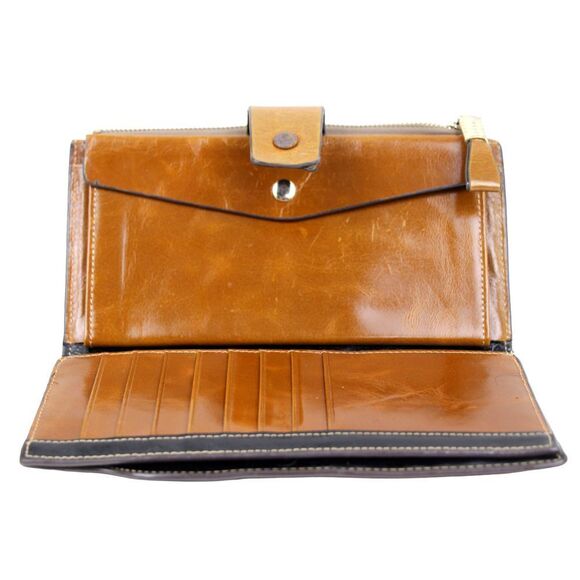 HANDCRAFTED TAN BROWN GENUINE LEATHER ID CARD COIN BILL HOLDER BIFOLD WALLET - Picture 9 of 13